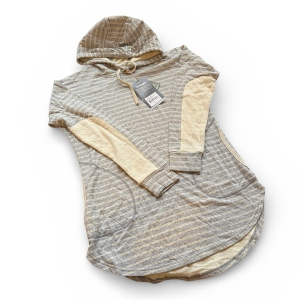Toad&Co Profundo Hooded Tunic Hoodie Women’s XS Grey Stripe Eco NEW